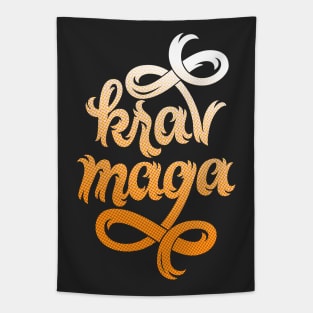 Krav Maga Jagged Script Orange Tapestry