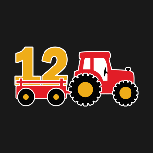 Kids 12th Birthday Boys Tractor Farmer Birthday T-Shirt