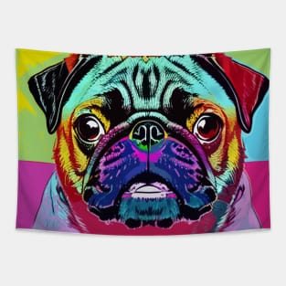 Colorful Pop Art Portrait of a Pug Tapestry