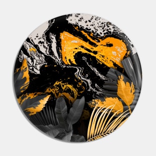 Black Gold marble and monstera Pin