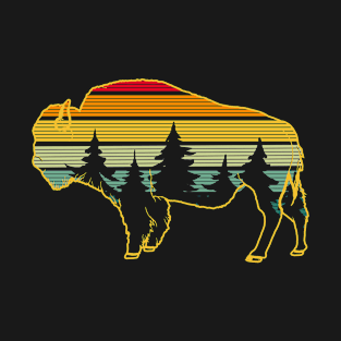 Bison Retro Vintage Landscape, Bison T-Shirt