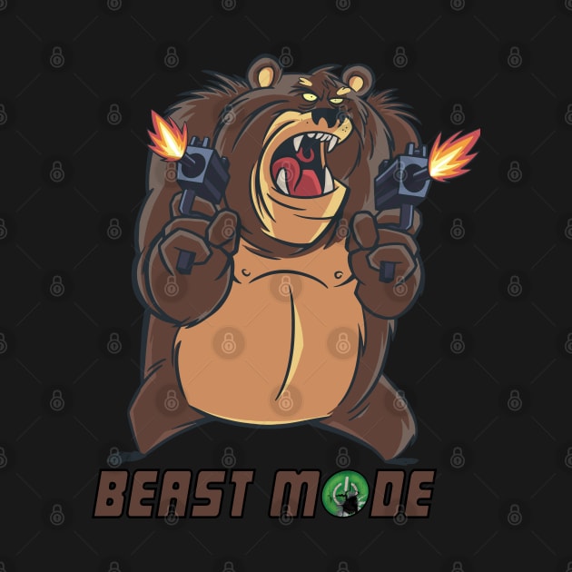 Beast mode graphic, gangster bear gone wild shooting guns cartoon, Men Women by Luxera Wear