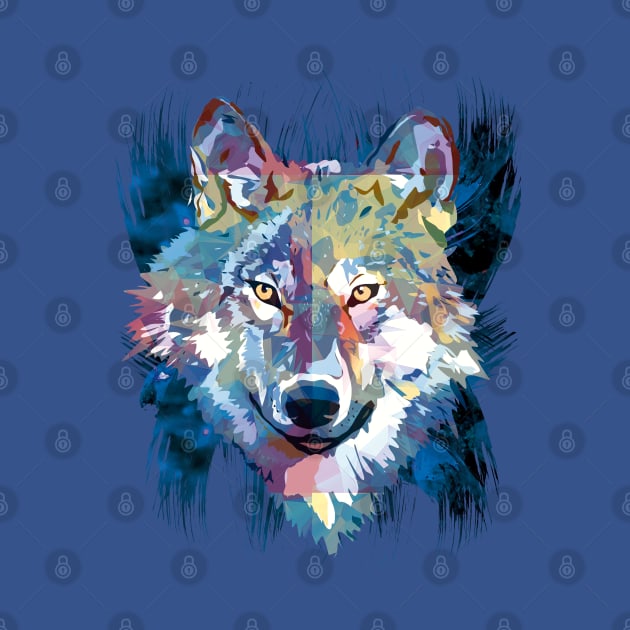 Wolf - Animal - Colorful Wolf - Wolf Head by BigWildKiwi