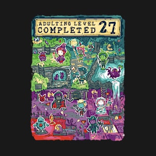 Adulting Level 27 Completed Birthday Gamer T-Shirt