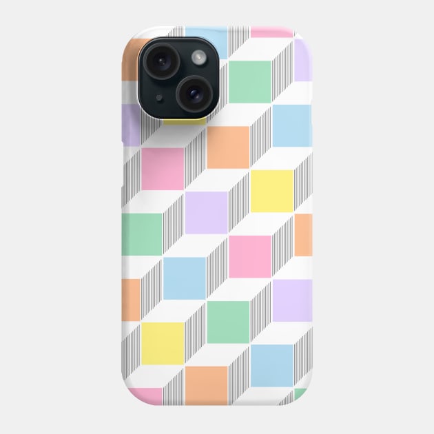 Pastel Colours, Cube, Geometric Phone Case by OneThreeSix