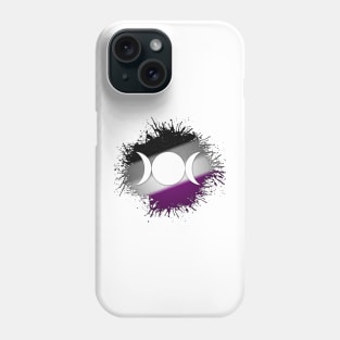 Paint Splatter Asexual Pride Flag Triple Goddess Moon Symbol Phone Case