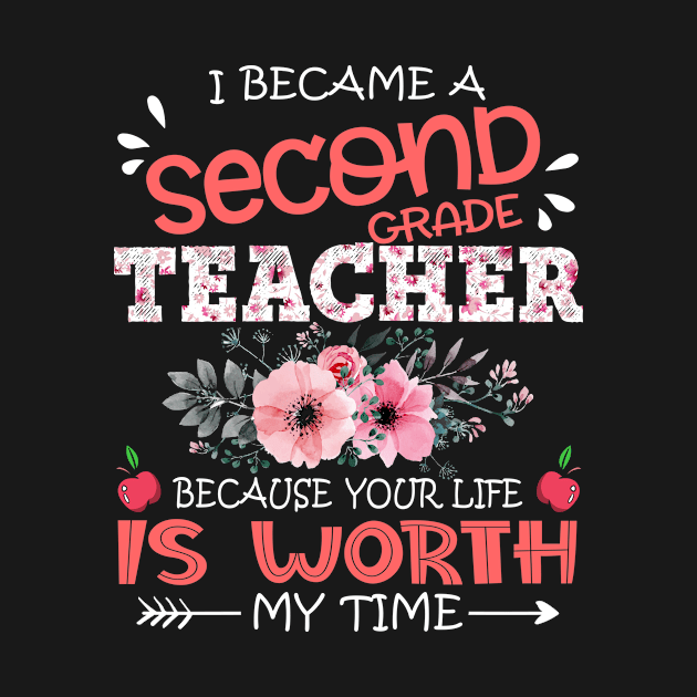 I Became A Second Grade Teacher Because Your Life Is Worth My Time Floral Teaching Mother Gift by Kens Shop