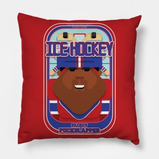 Ice Hockey Red and Blue - Faceov Puckslapper - Hayes version Pillow