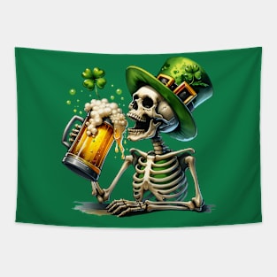 St. Patrick's Skeleton Toasting Beer Tapestry