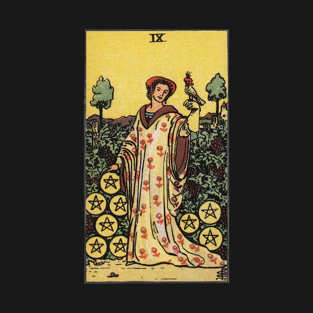 NINE OF PENTACLES by WAITE-SMITH VINTAGE ART