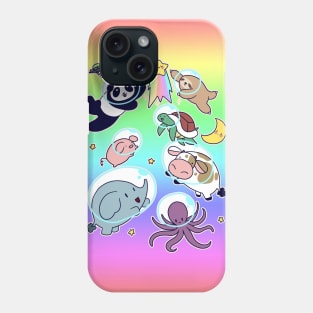 Space Animals Ombre Rainbow Phone Case