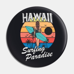 Hawaii Surfing Girl retro Style Gift Pin