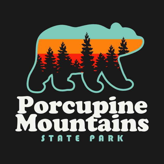 Porcupine Mountains Michigan Camping Hiking Bear by PodDesignShop