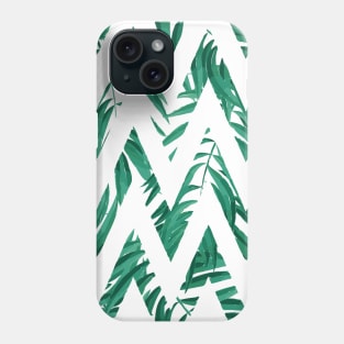 Palm Leaves Zig Zag Line (White) Phone Case