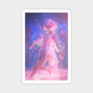 Anime Magical Fantasy Fairy Glowing in Pink Lights and Sparkles Magnet