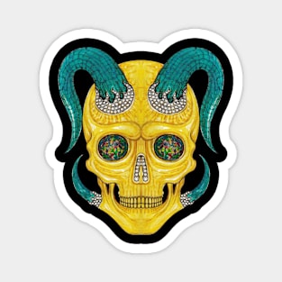 Demon skull set with diamond opal turquoise and gold. Magnet