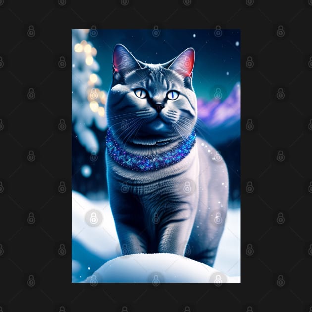 British Shorthair In A Magical Snow by Enchanted Reverie