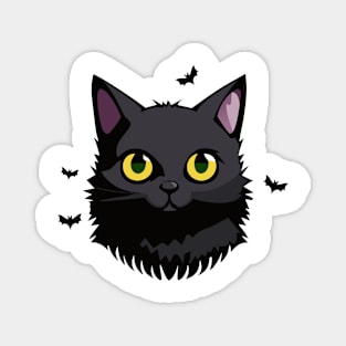 Black Cat with Bats Flying Magnet