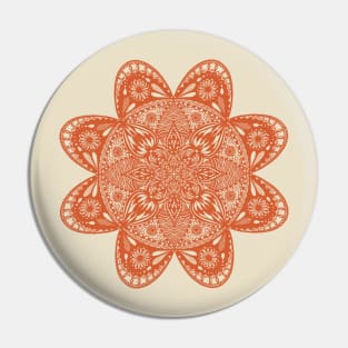 Orange Mandala Art Pin