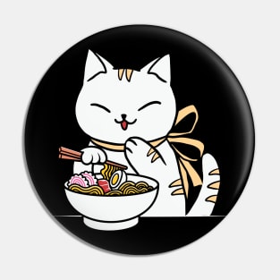 Anime cat eating ramen Pin