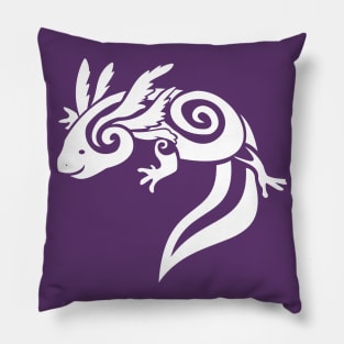 White Axolotl Tribal Pillow