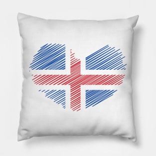 Iceland Heart Flag Design Pillow