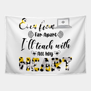 I Teach With All My Heart Teacher Leopard Print Tapestry