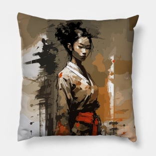 Samurai girl with katana Pillow