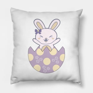 Happy Easter Bunny Inside A Broken Easter Egg Pillow