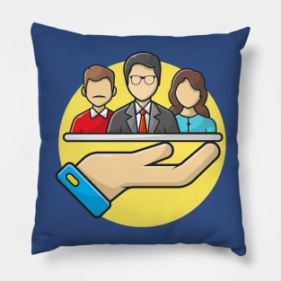 Cute Teamwork Cartoon Vector Icon Illustration (2) Pillow