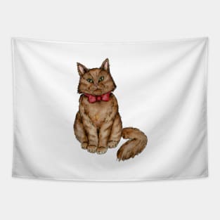 Cat with bow tie Tapestry