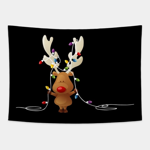 Reindeer Christmas Lights Shirt Merry Christmas Gifts Shirt For Family Tapestry by WoowyStore