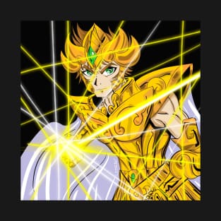 aioria leo gold saint in lightning plasma cosmos attack T-Shirt