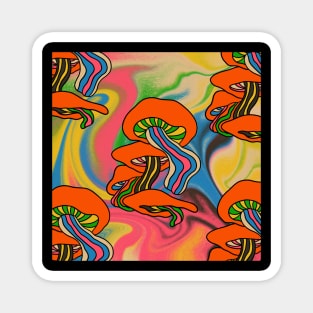 Trippy Mushroom Pattern Magnet