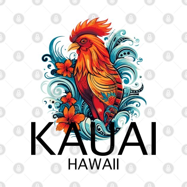 Kauai Hawaii - Rooster (with Black Lettering) by VelvetRoom