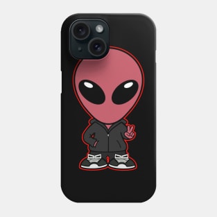 Space Alien Extraterrestrial Peace Hand Sign (Red) Phone Case