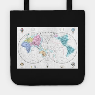 World map wall art 1876 dorm decor mappemonde from french school Art Print Tote