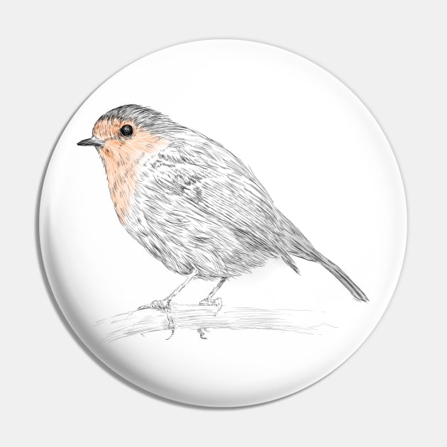 Robin Bird Branch Pin by sixfootgiraffe