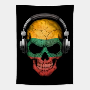 Dark Skull Deejay with Lithuanian Flag Tapestry