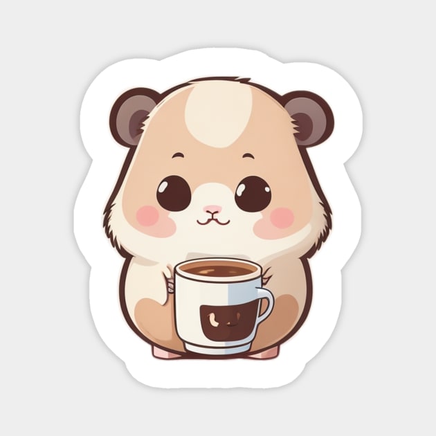 Cute hamster with coffee Magnet by Majkel&Majkel