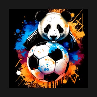 Panda Soccer Player - Soccer Futball Football - Graphiti Art Graphic Paint T-Shirt