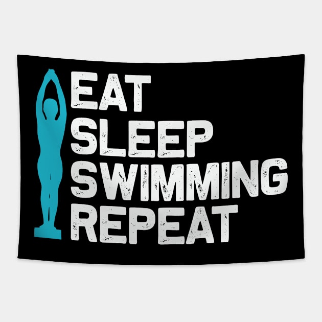 Swimming - Eat sleep Tapestry by APuzzleOfTShirts