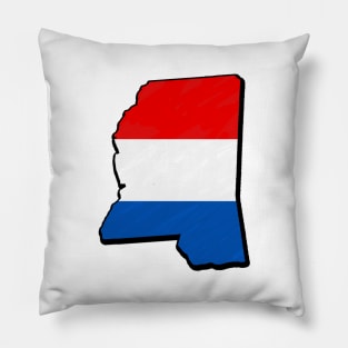 Red, White, and Blue Mississippi Outline Pillow