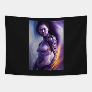 Cosmic Woman | Fantasy Concept Art | Futuristic Character Artwork | Cybernetic Girl Tapestry