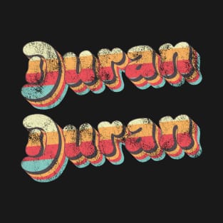 Duran Duran Retro Rainbow Grunge Stacked Text T-Shirt