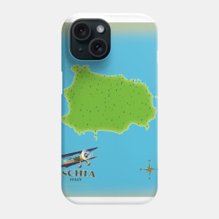 Ischia Italy map travel poster Phone Case