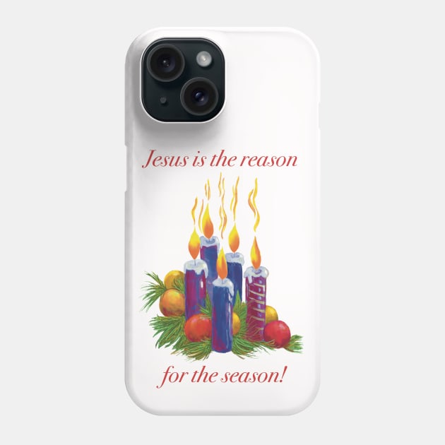 Jesus is the reason for the season christmas candles. Phone Case by Peaceful Pigments