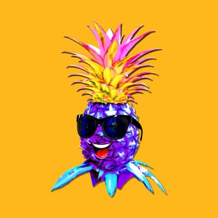 Pineapple Ultraviolet Happy Dude with Sunglasses T-Shirt