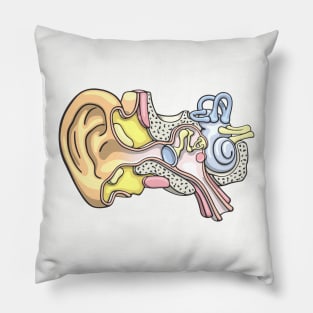 Human Inner Ear Anatomy Illustration Pillow