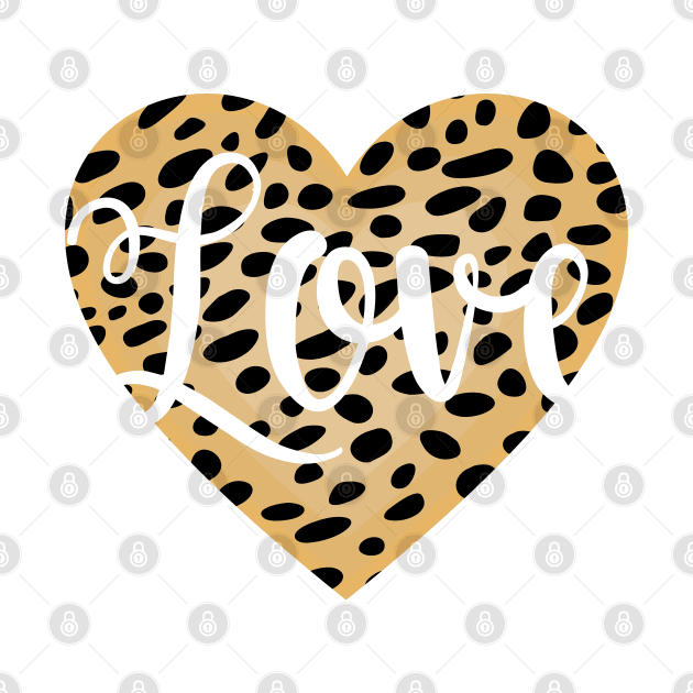 Cheetah Leopard Fur Print Heart with Love Text by RageRabbit